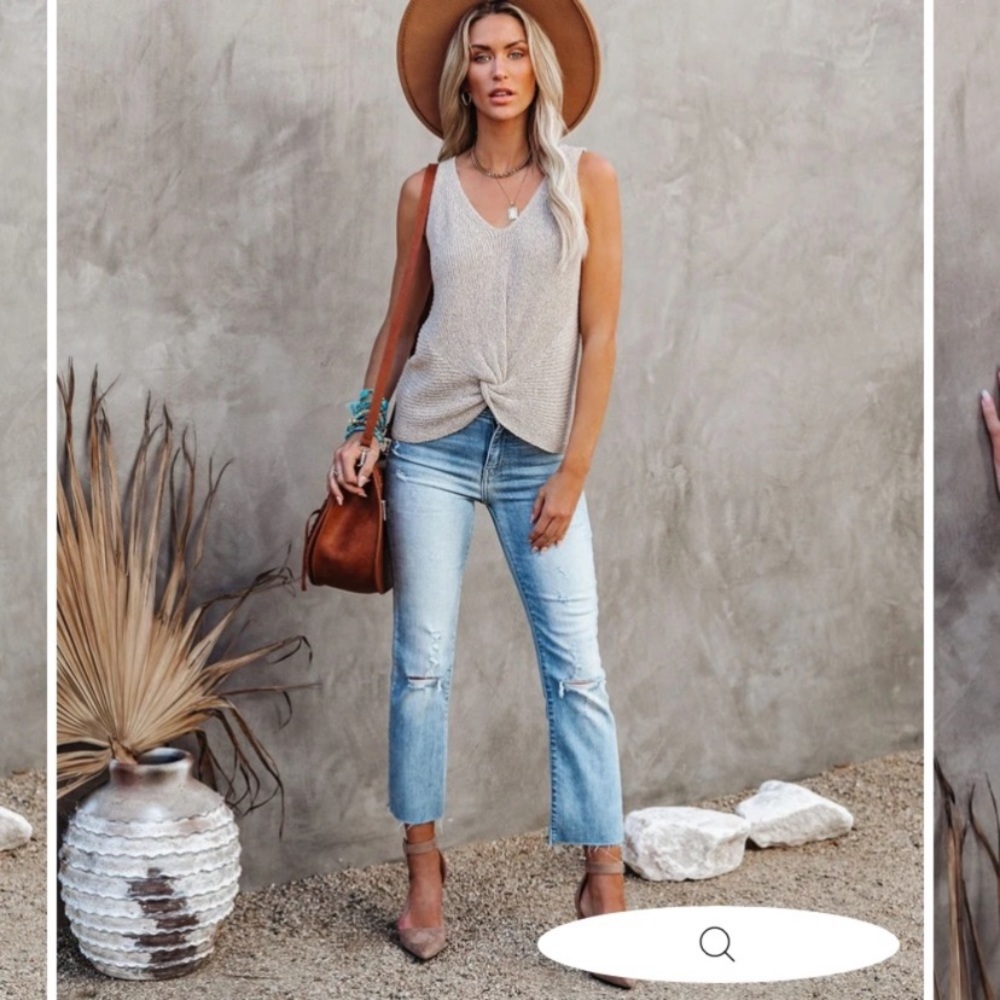 VICI COLLECTION - SAND + STONE KNIT TANK - NATURAL